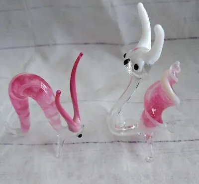 Buy Set Of 2 Pink Glass Animal Ornaments • 9.99£