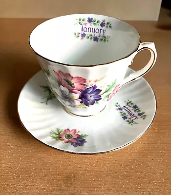 Buy Vintage DUCHESS Bone China Tea Cup & Saucer January Design • 3.95£