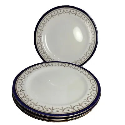 Buy Royal Cauldon England Set (4) Dinner Plates  Blue Gold Rim Swags Excellent 10  • 71.91£