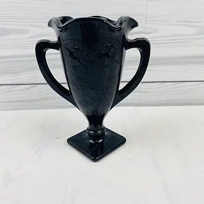 Buy Vintage Black Amethyst Glass Trophy Vase W/ Dancing Women Maidens - 7  Tall • 14.17£