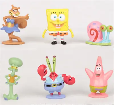 Buy Action Figures Set 6 PCS Fancy Safe SpongeBob Model Xmas Gift Mini Statue Set UK • 5.58£