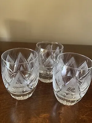 Buy Vintage Italian Geometric Cut Glass Crystal Shot Glasses • 15£