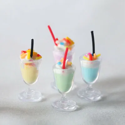 Buy 4x Dollhouse Miniature Ice Cream Food Set 1/12 Scale Kitchen Doll Accessories • 3.95£