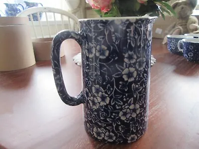Buy Heron Cross Pottery Staffordshire Blue + White Floral Jug - Like Burleigh Calico • 4.99£