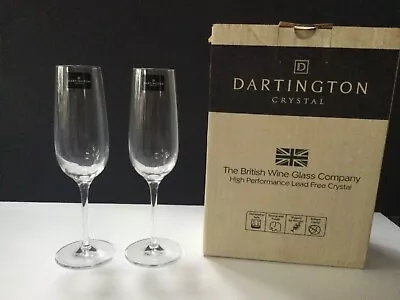 Buy Pair Of DARTINGTON CRYSTAL CHAMPAGNE FLUTE GLASSES - Vineyard - BNIB - Signed • 16£