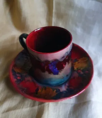 Buy William Moorcroft Flambe Leaf & Berry Coffee Can & Signed Saucer C1925-35 • 69.95£