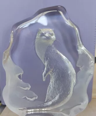 Buy Mats Jonasson Maleras Swedish Art Glass Crystal Large Otter Ornament Paperweight • 15.35£