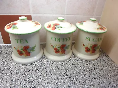 Buy Vintage Kernewek Pottery Set Of 3 Sugar Tea Coffee Canisters/ Containers • 15.99£