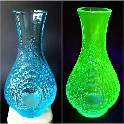 Buy Art Glass Uranium Vase Satin Blue Aquamarine Bohemia Glass Art Deco • 51.88£
