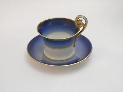 Buy Vintage T&F France Small Demitasse Tea Cup & Saucer Blue White W/gold Trim • 22.15£