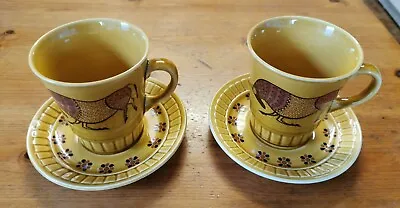 Buy 2 X Royal Worcester Palissy 'Taurus' Design Cups And Saucers Vintage 1960s • 15£