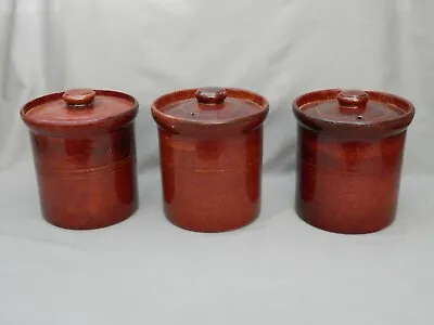 Buy 3x Vintage Stoneware Lidded Storage Jars • 25£