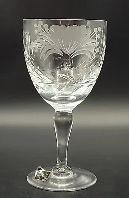 Buy ROYAL BRIERLEY HONEYSUCKLE PATTERN 5⅞  15cm ETCHED WINE GLASS VGC SIGNED VGC  • 50£