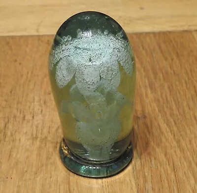 Buy Antique Victorian/Edwardian Green Glass Dump Paperweight - Floral Internal Decor • 40£
