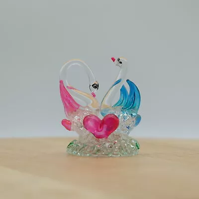 Buy Couple Swan Small Glass Figurine Hand Blown Animals Bird Collectibles Gift • 23.78£
