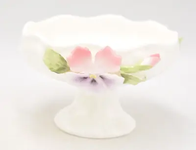 Buy Vintage Pedestal Bowl 3D Floral Design Trinket Dish • 12.95£