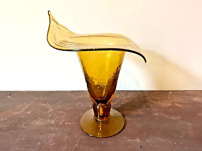 Buy Large Vintage Amber Crackle Glass Jack In The Pulpit Vase - 11.5  • 165.77£