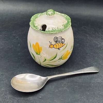 Buy Honey Jam Jar Lidded Pot & Spoon Vintage Studio Pottery 3  Bee Design Ceramic • 19.97£