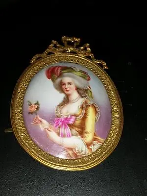 Buy Marie Antoinette Hand Painted RK Dresden Porcelain Crown Mark Cameo Style Framed • 454.42£