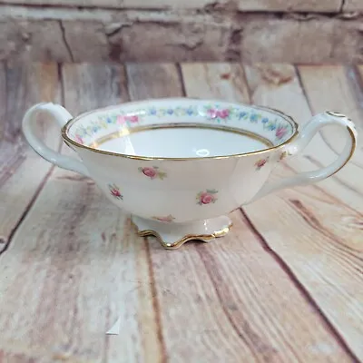 Buy Antique Cauldon England Double Handled Footed Cup Pink Roses Golden Rim Numbered • 17.78£