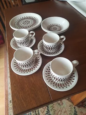 Buy Vintage Bilton Brown Botanic. 2 Bowls And 2 Dinner Plates. 4 Cups And Saucers • 30£
