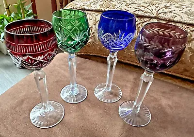 Buy SET OF 8 Colorful Bohemian Czech Crystal Cordials/Liqueurs Cut To Clear 4 Colors • 213.13£