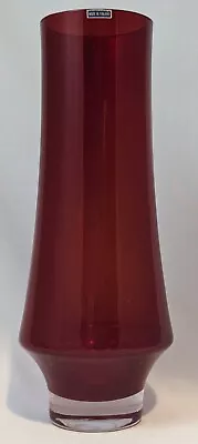 Buy Riihimaki Red Glass Chimney Vase Finnish Art Glass • 29.99£