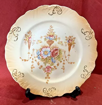 Buy Antique Blush Ivory Staffordshire Floral 8 Inch Dessert Plate Very Good • 5.25£