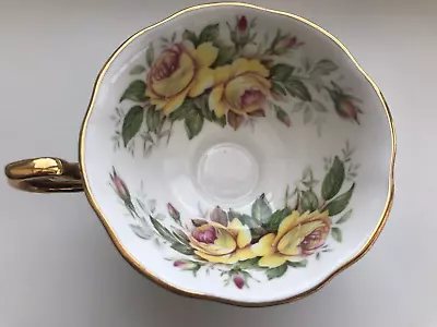 Buy Queen's Rosina Tea Cup - Bone China - Black With Yellow Roses • 12.50£