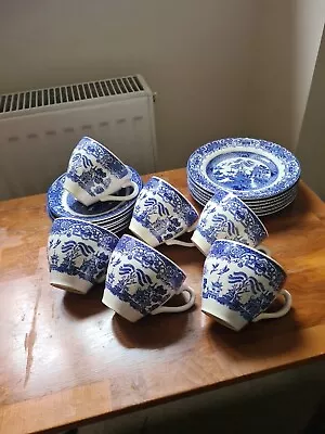 Buy  English Ironstone Tableware  Old Willow Set Of 6 Tea Cups /Saucers /Side Plates • 30£