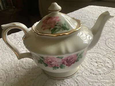 Buy Vintage Crown Staffordshire Trinity Rose  Fine Bone China Teapot 1 Pint • 14.99£