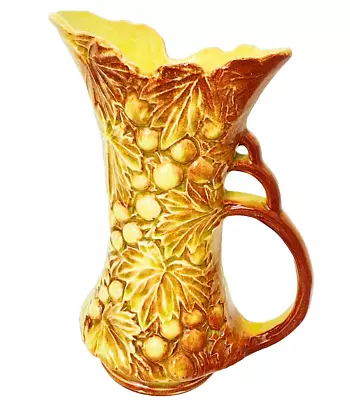 Buy McCoy Art Pottery Pitcher Gold W Triple Loop Handle Two-Tone Grape Vine MCM 1950 • 16.03£