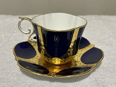 Buy Vintage Aynsley Cobalt Blue & Gold Gilt C1219 Cup & Saucer Rare D • 144.07£