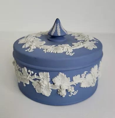 Buy Wedgwood Jasper Ware Lidded Trinket Dish Pot  Blue • 9.99£