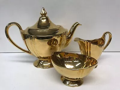 Buy Royal Winton Golden Age Teapot Jug Sugar Bowl Grimwades England Gold Colour GC  • 12£