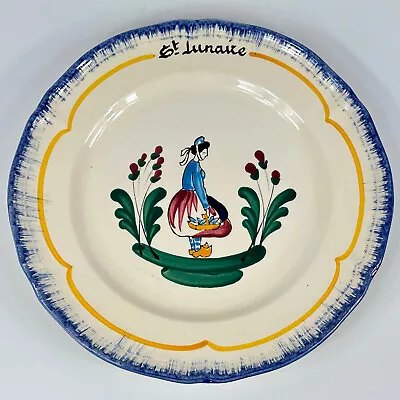 Buy Vintage French Traditional Hand Painted Cermaic Plate From St. Lunaire, Brittany • 12£