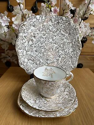 Buy Vintage Belfour Bone China Tea Quad Gold Floral Cup Saucer ,side & Cake Plate • 13.99£
