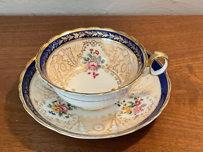 Buy Vintage Cauldon China England Tiffany & Co. Cobalt Blue Gold Cup Saucer T1612 • 46.36£