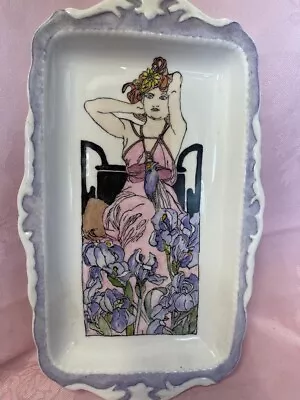Buy Porcelain Art Deco Lady Decorated Tray ✅ 23 • 24.99£