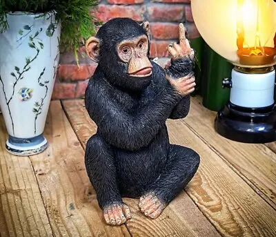 Buy Rude Monkey Ornament Cheeky Crude Animal Statue Middle Finger Up Chimp Figurine • 14.99£