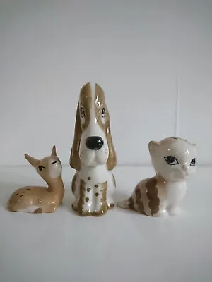 Buy 3 Szeiler Animal Figurines Tabby Cat Rare Markings Sad Sam Dog&sitting Deer/fawn • 9.99£