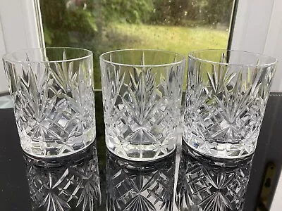 Buy Royal Brierley Lead Crystal Cut Glass Whisky Tumbler X 3 VINTAGE  • 25£