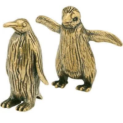 Buy 2pcs Mini Brass Animal Office Penguin Ornament Brass Penguin Mini Desktop • 5.01£