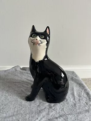 Buy Vintage Wemyss Ware Griselda Hill Large Cat Figurine Black And White Bib • 85£