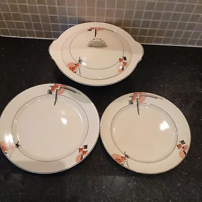 Buy 1920/30's Art Deco Midwinter Lidded Tureen And 2 Plates Red And Black • 15£