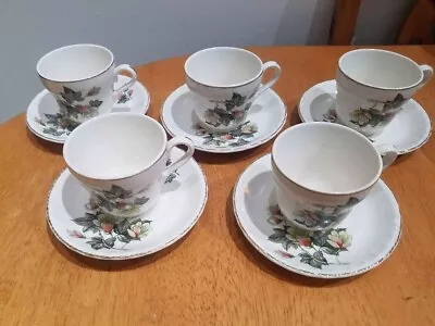 Buy Vintage Grindley China 5 Tea Cups And Saucers, Floral Pattern • 5£