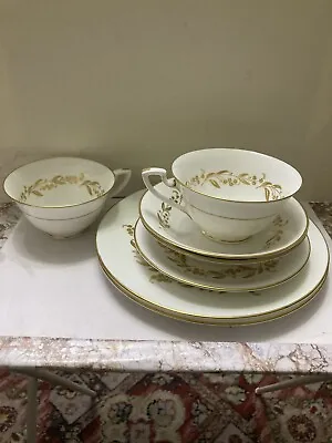Buy 8x Royal Worcester Bone China Saguenay,plate(2),saucer(2),cup(2),bowl(2),Gilded • 28£