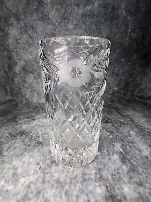 Buy Heavy Vintage Crystal Glass Etched Floral Pattern Flower Vase • 9.99£