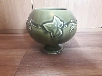 Buy Dartmouth Pottery, Footed Grape Vine Bowl, Model 240, Olive Green. • 4.85£