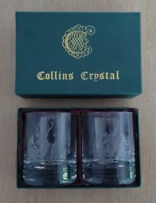 Buy Pair Of Collins Crystal Scotland Tumblers Glasses Etched (UNUSED) • 4£